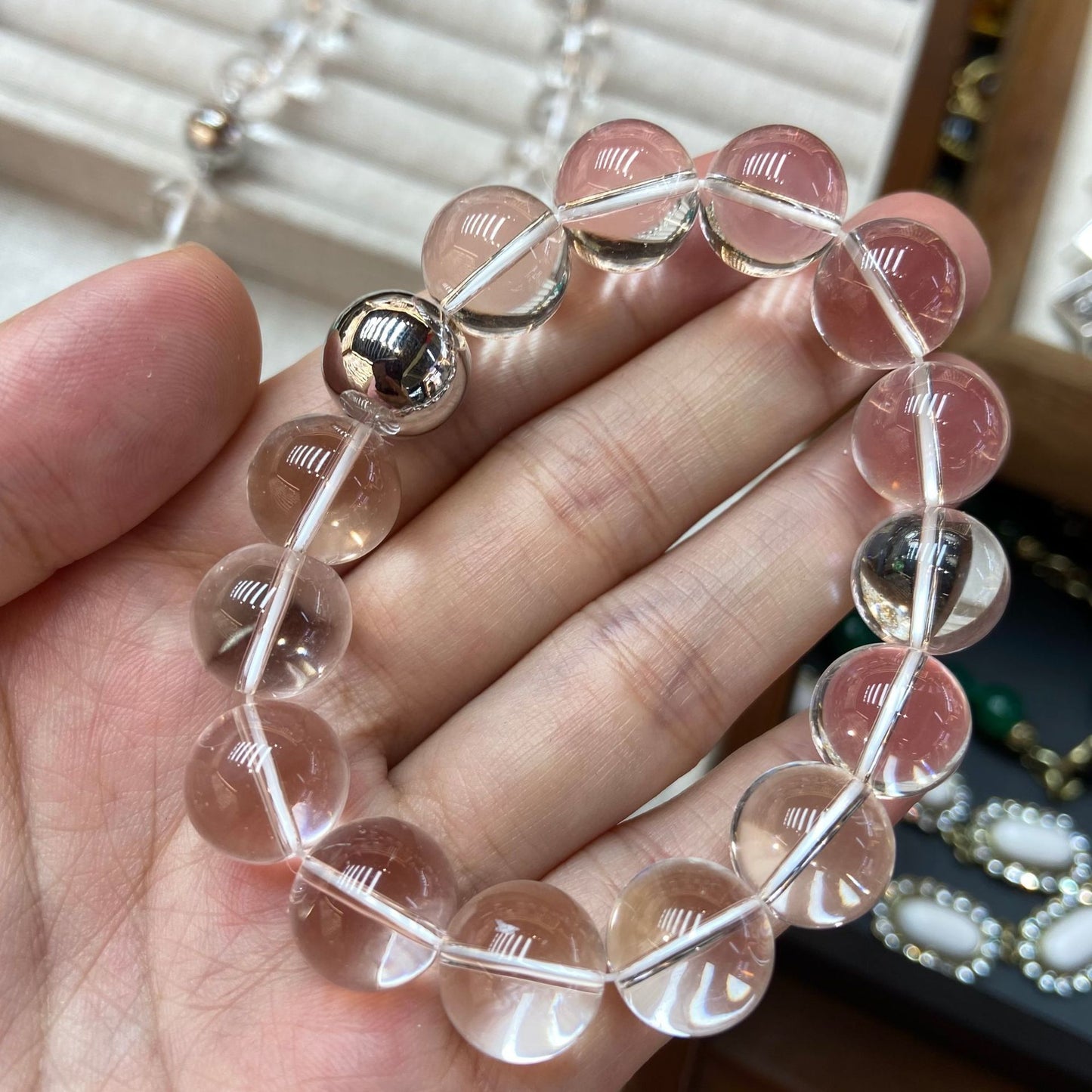 Transparent Beads White Crystal 12MM Necklace Bracelet