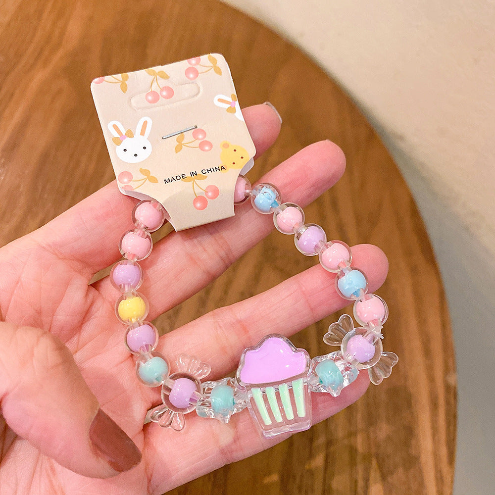 Cartoon Jelly Color Beaded Girl Bracelet