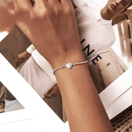 Simple White Gold Plated Zircon Heart-shaped Fashion Ornament