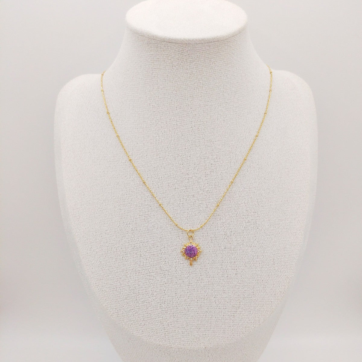 European And American Round Stainless Steel Gemstone Necklace