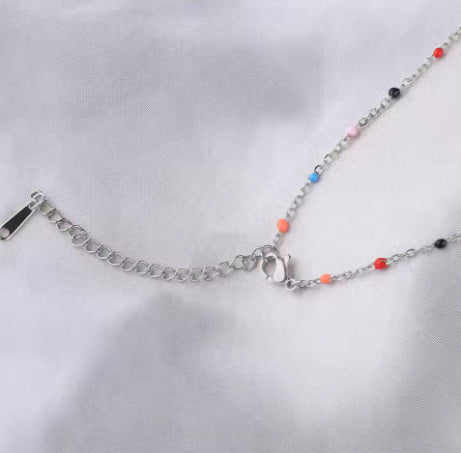 Airy Multiple Name Necklace Personalized Name Necklace Colorful Enamel Chain