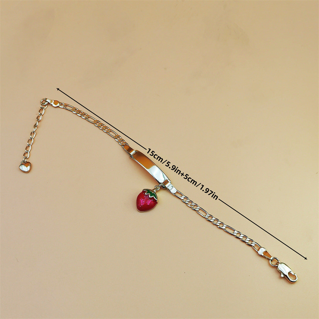 Curved Strawberry Children's Copper Plating 14K Bracelet
