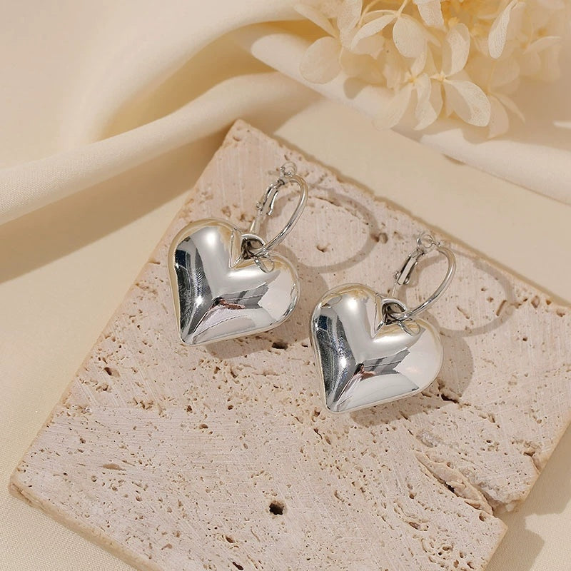 Simplicity And Exaggeration Personality Geometry Round Bracelet Love Heart Necklace Suit